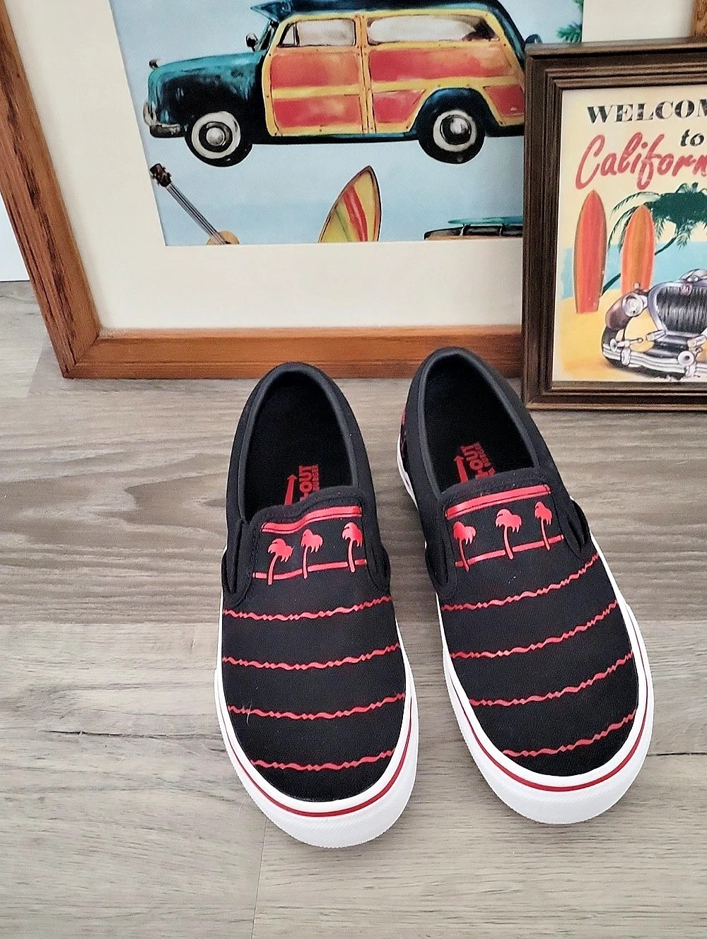 In N Out Cup Black & Red Striped Slip-On Sneakers